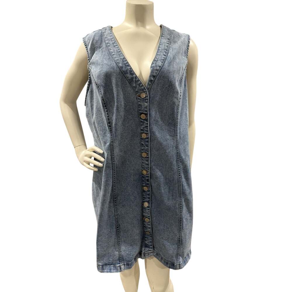Frye Ladies Denim Stretch Mini Dress Size X-Large Light Wash Sleeveless